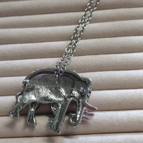 Crystal Elephant Brooch or Necklace - Picture 3 of 4